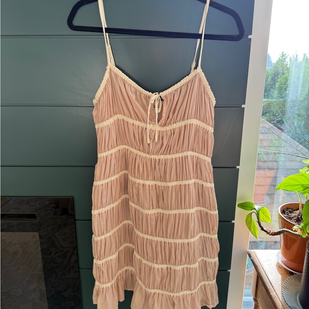 ASOS Pink and Cream Ruffled Mini Dress